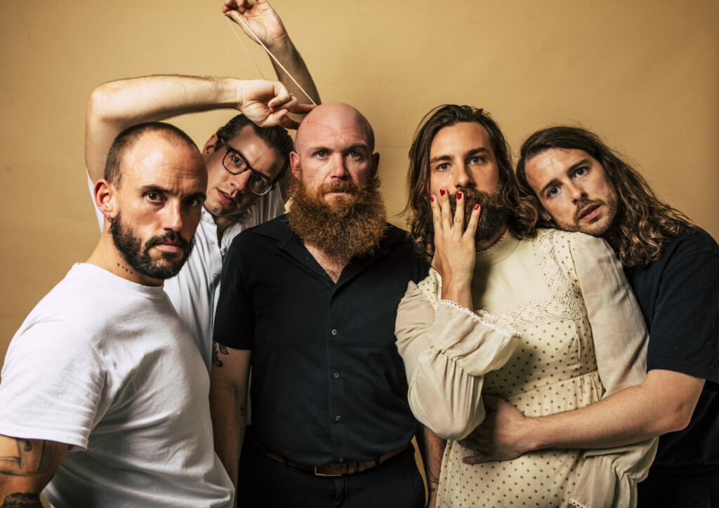 Joe Talbot (vocals), Mark Bowen (guitar), Lee Kiernan (guitar), Adam Devonshire (bass) and Jon Beavis (drums) of the band IDLES