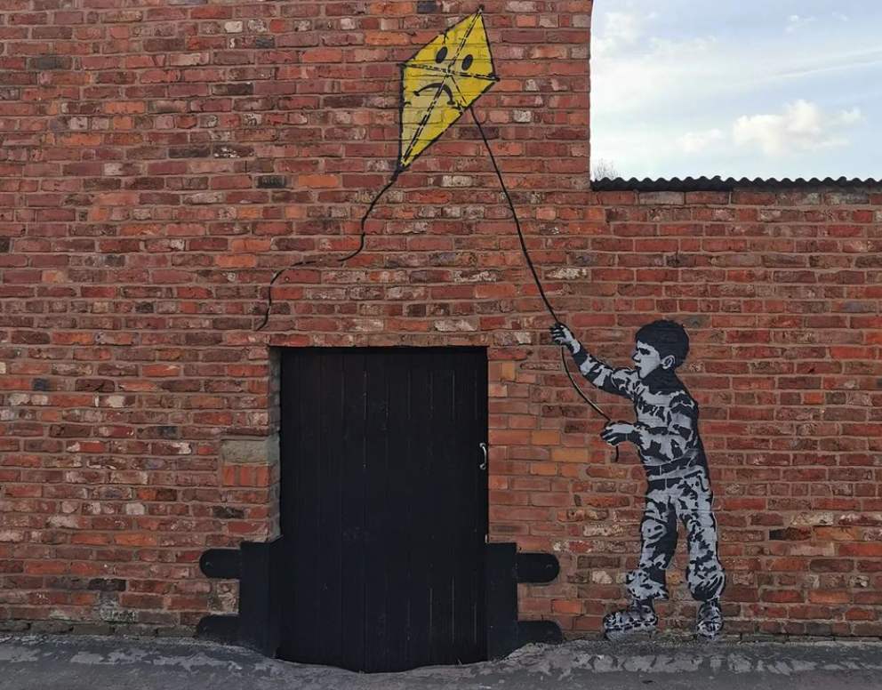 Banksy mural is seen in Stockport