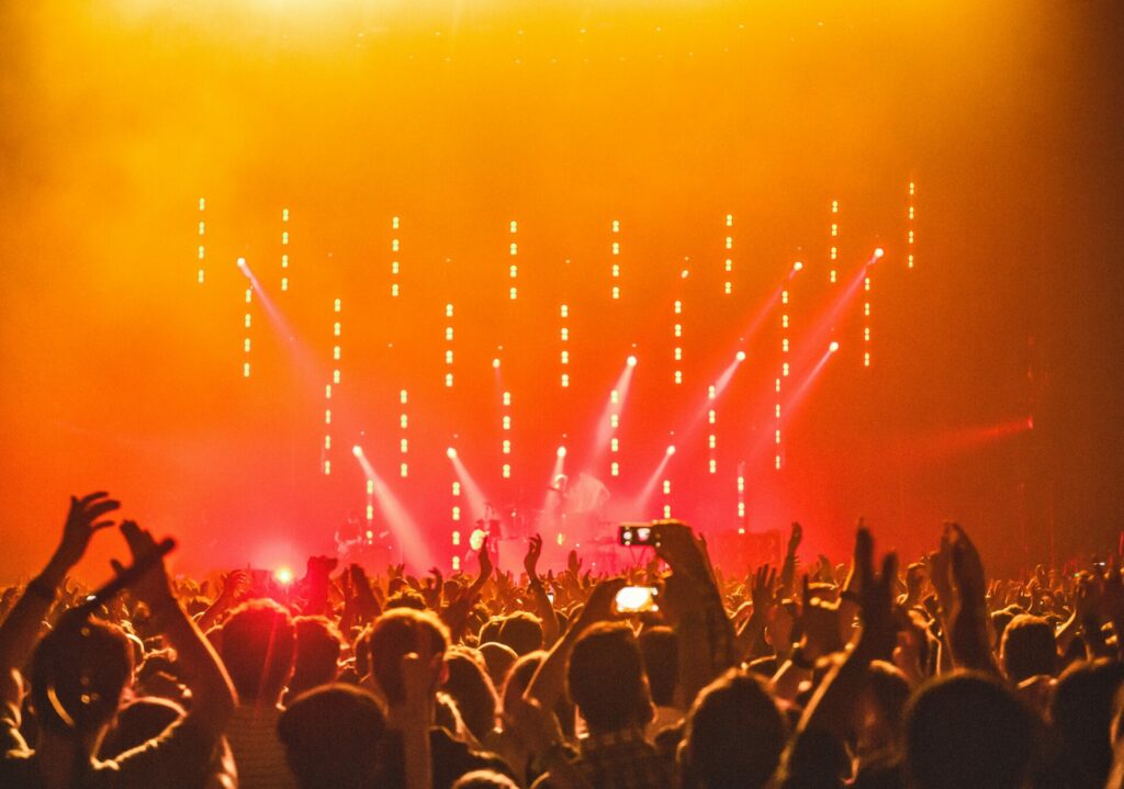 A crowd enjoys a live gig