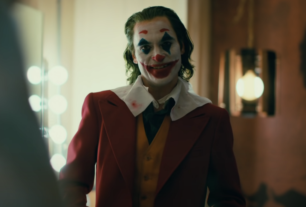 Joaquin Phoenix poses in a scene from 2019 film 'Joker'