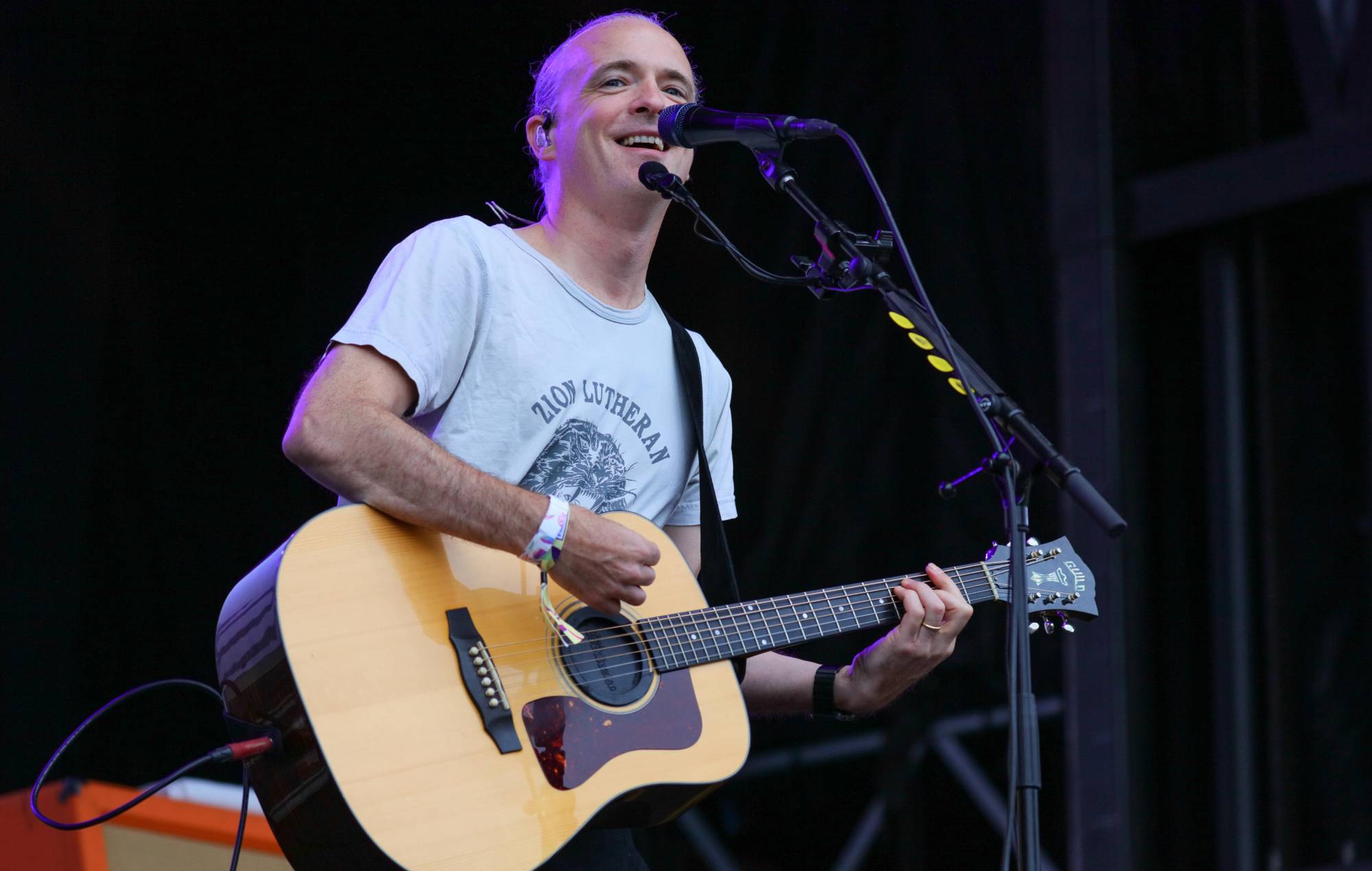 Travis frontman Fran Healy performs live