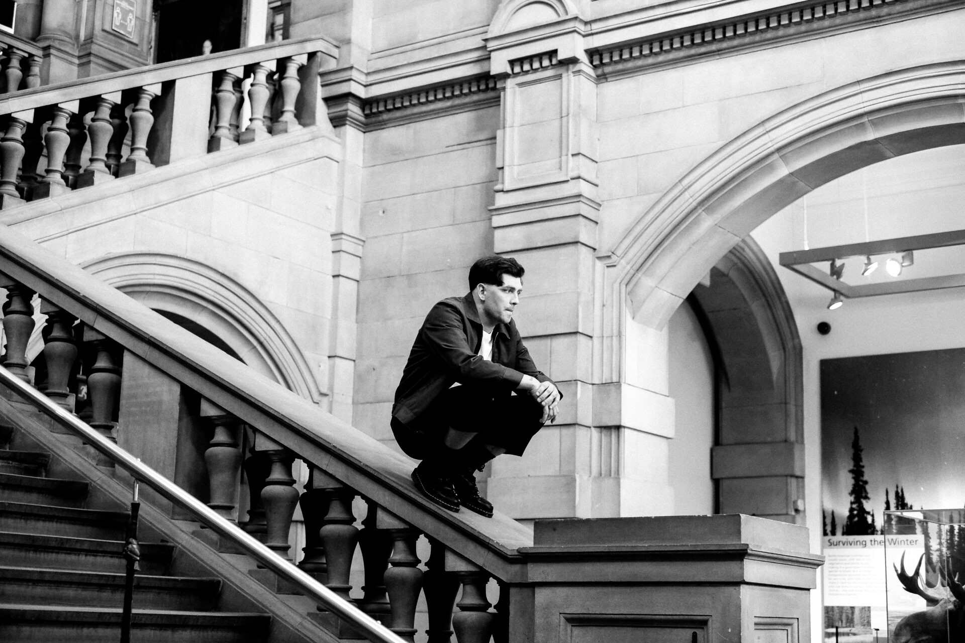 Twin Atlantic pose at Glasgow's Kelvingrove Art Gallery