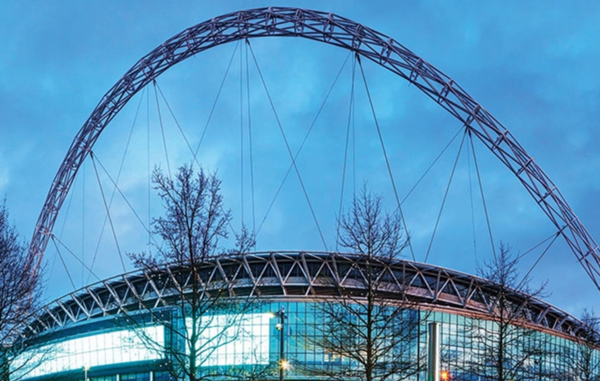 London's Wembley Stadium at night