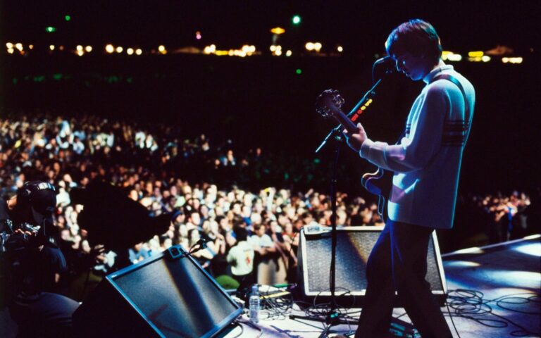 Oasis onstage at Knebworth