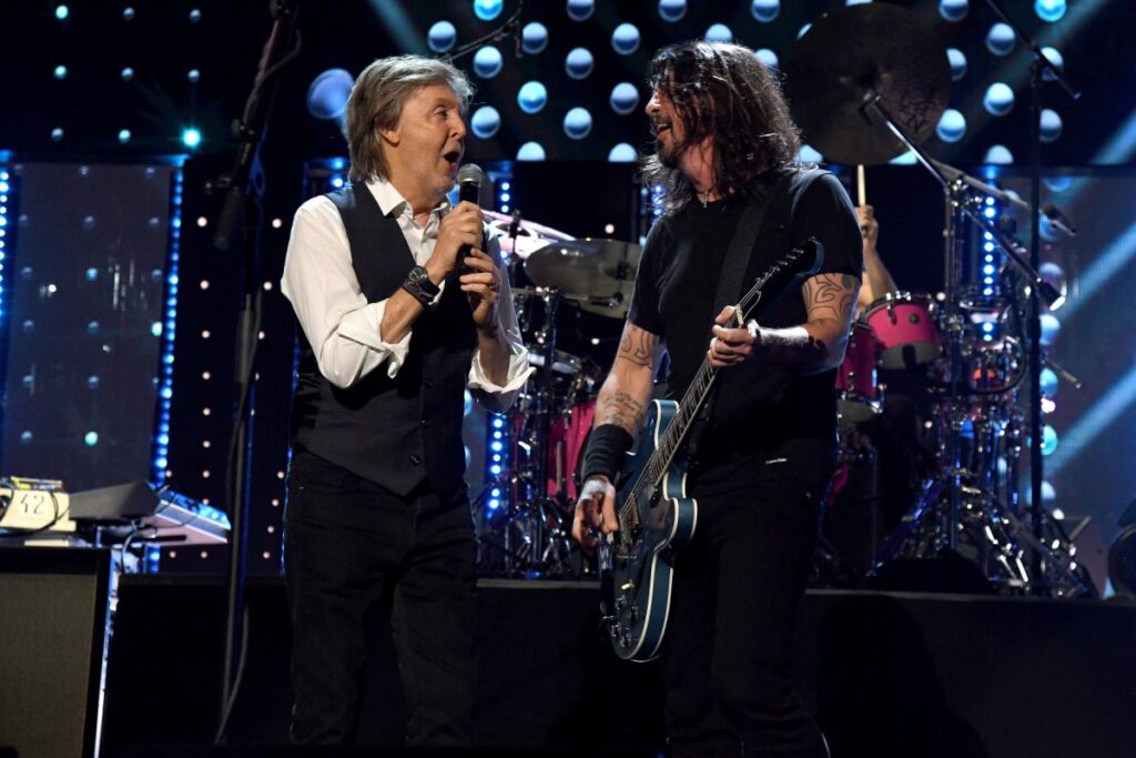 Paul McCartney and Dave Grohl perform at the Rock & Roll Hall of Fame