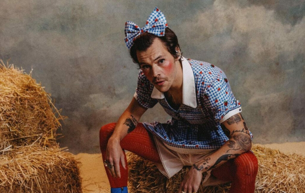 Harry Styles poses dressed as Dorothy from The Wizard Of Oz for Halloween