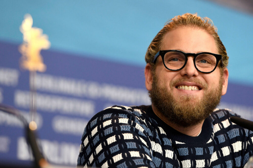 Jonah Hill smiling in Germany, 2019.