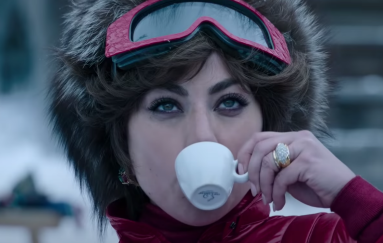 Lady Gaga wears ski goggles and sips a small espresso cup in 'House of Gucci'