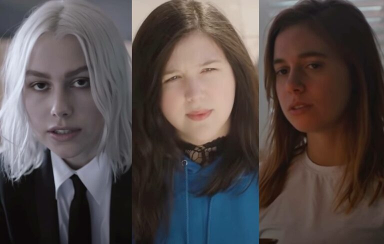 Phoebe Bridgers, Lucy Dacus and Julien Baker pictured in a composite image