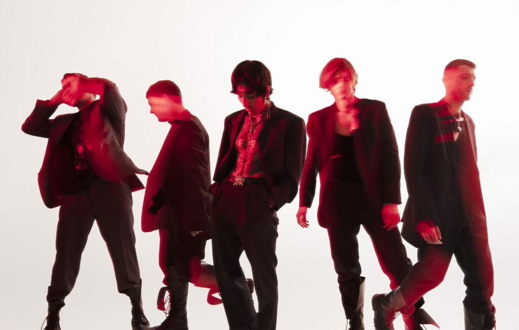 Bring Me The Horizon in red and black shadow silhouettes