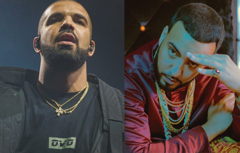 Drake and French Montana pose in a composite image