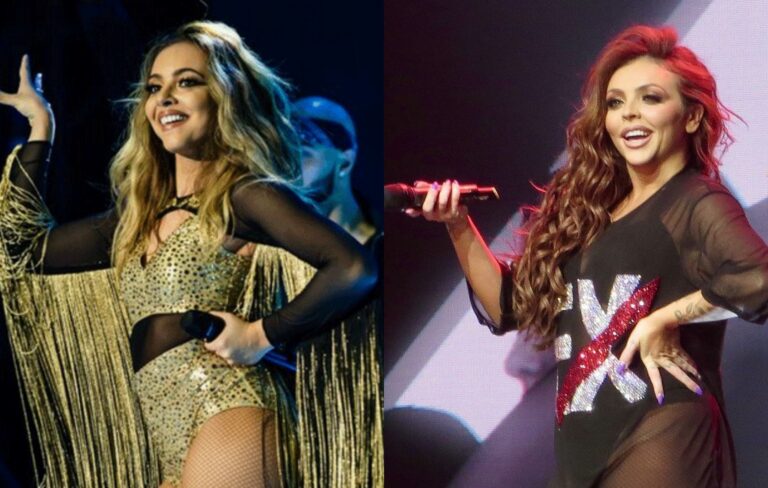 Jade Thirwall and Jesy Nelson pose on stage separately in a composite image