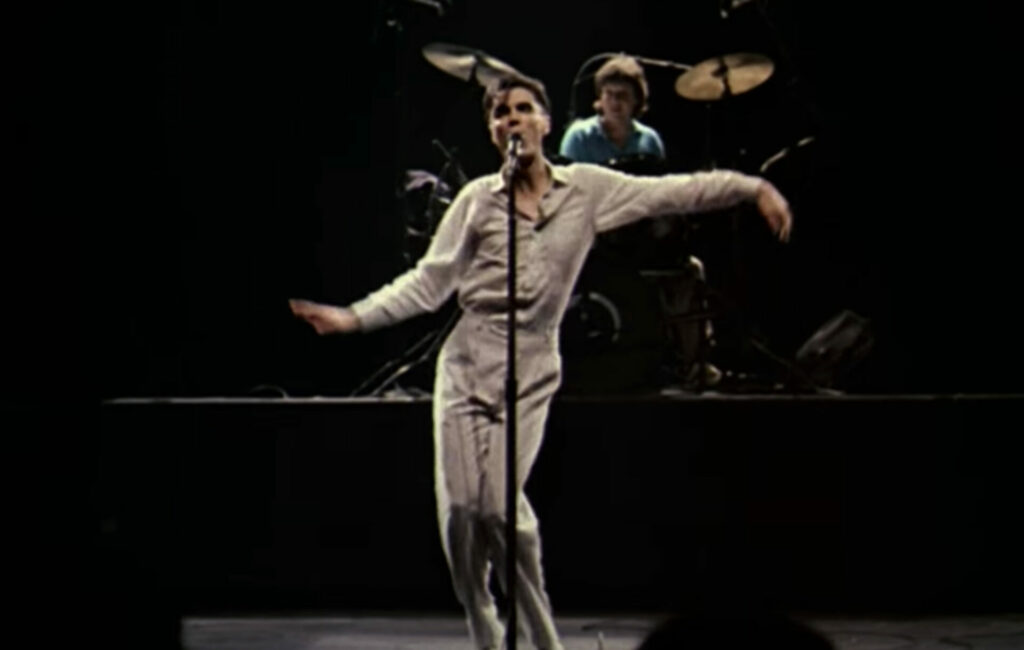 a screenshot from the trailer of Talking Heads' 'Stop Making Sense' film