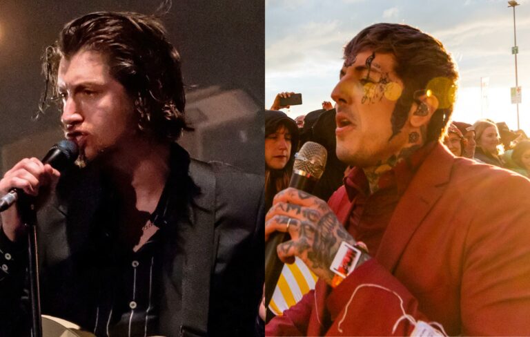 Alex Turner of Arctic Monkeys; Oli Sykes of Bring Me The Horizon in a composite image