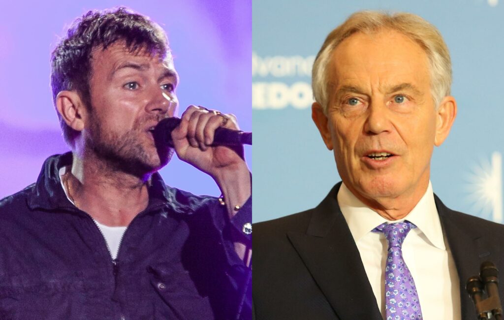 Damon Albarn and Tony Blair pictured in a composite image.