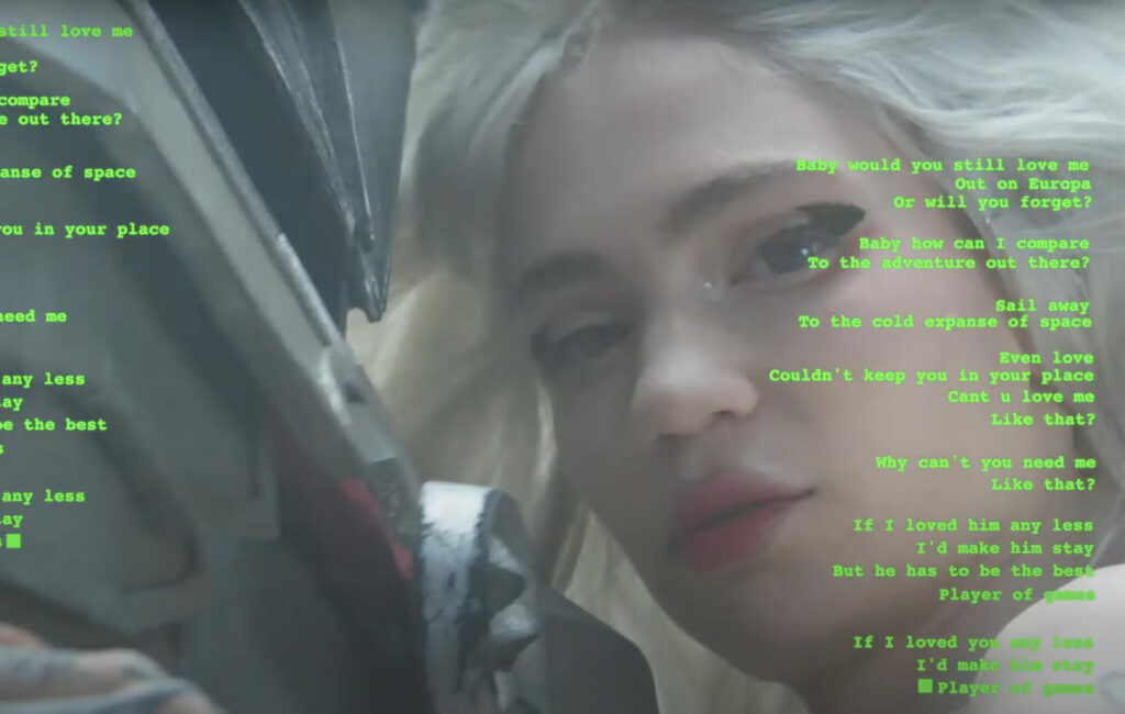 Grimes in the lyric video for Players of Games