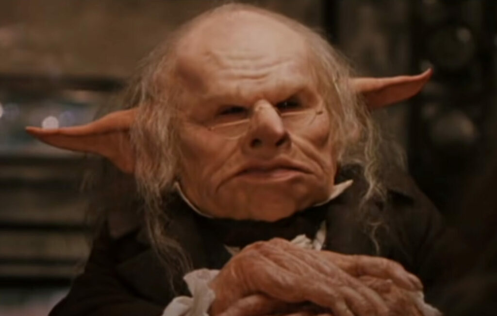 A Gringotts goblin in a still from 'Harry Potter and the Philosopher's Stone'