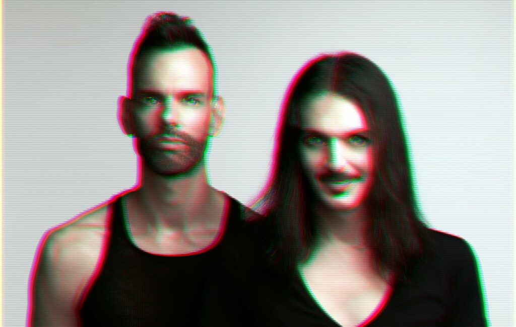 The two members of Placebo pose for the camera in a digitally manipulated photo
