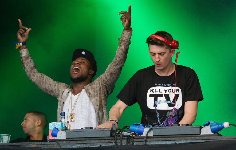 Skream and Benga on stage at Rock Ness festival in Scotland, 2013