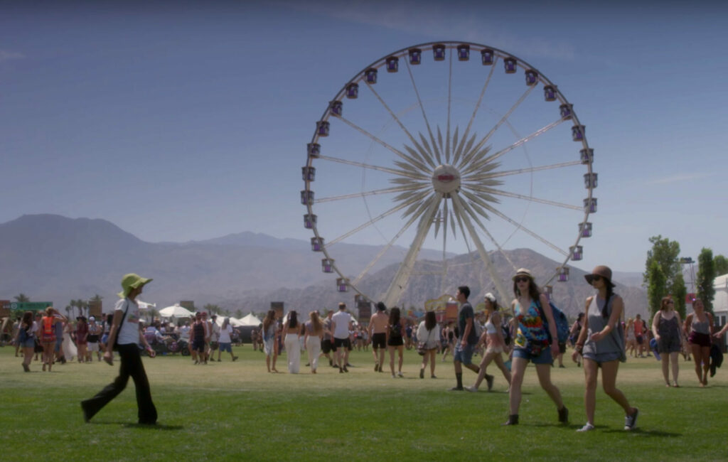 a still of the Coachella festival site from the documentary Coachella: 20 Years in the Desert YouTube Originals