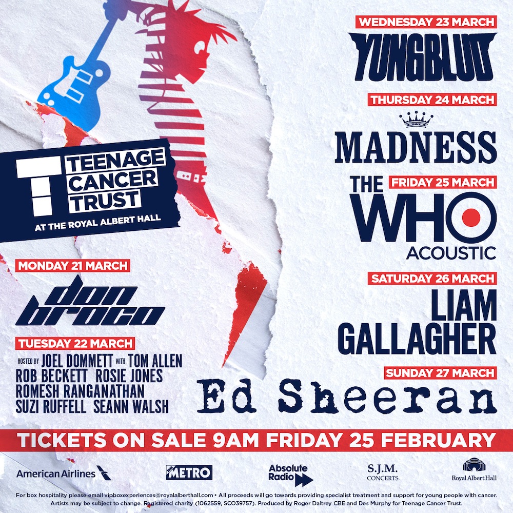 The line-up for the Teenage Cancer Trust concert series