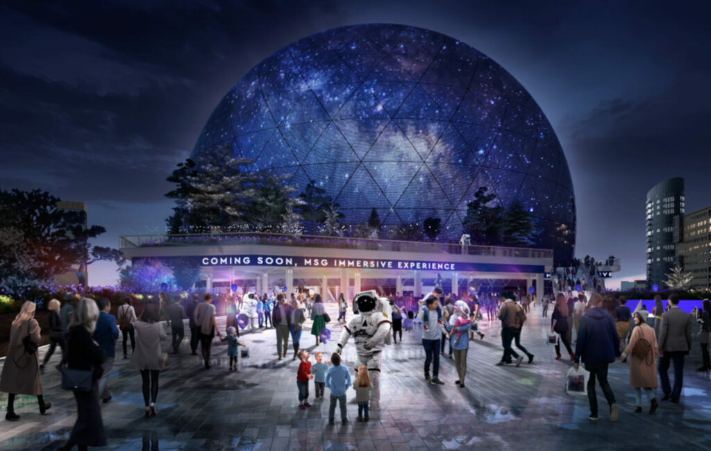 Artist's impression of the proposed MSG Sphere, East London