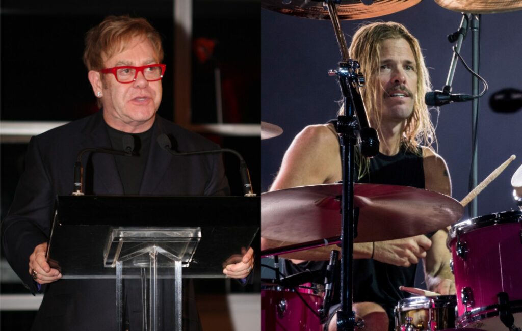 side-by-side images of Elton John and Foo Fighters' Taylor Hawkins