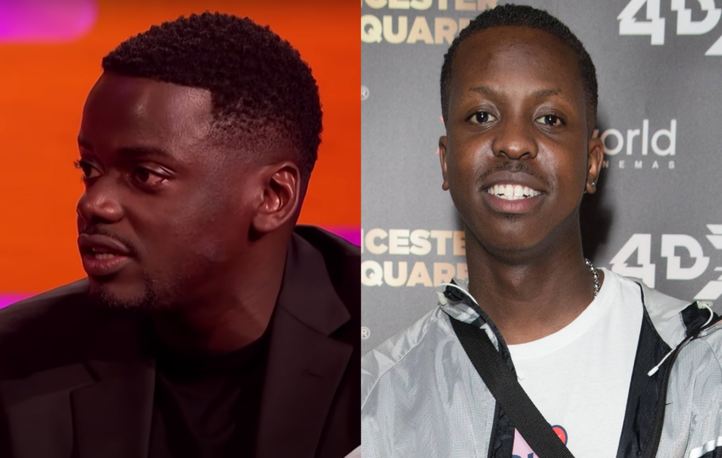 Daniel Kaluuya on the Graham Norton show next to a picture of Jamal Edwards