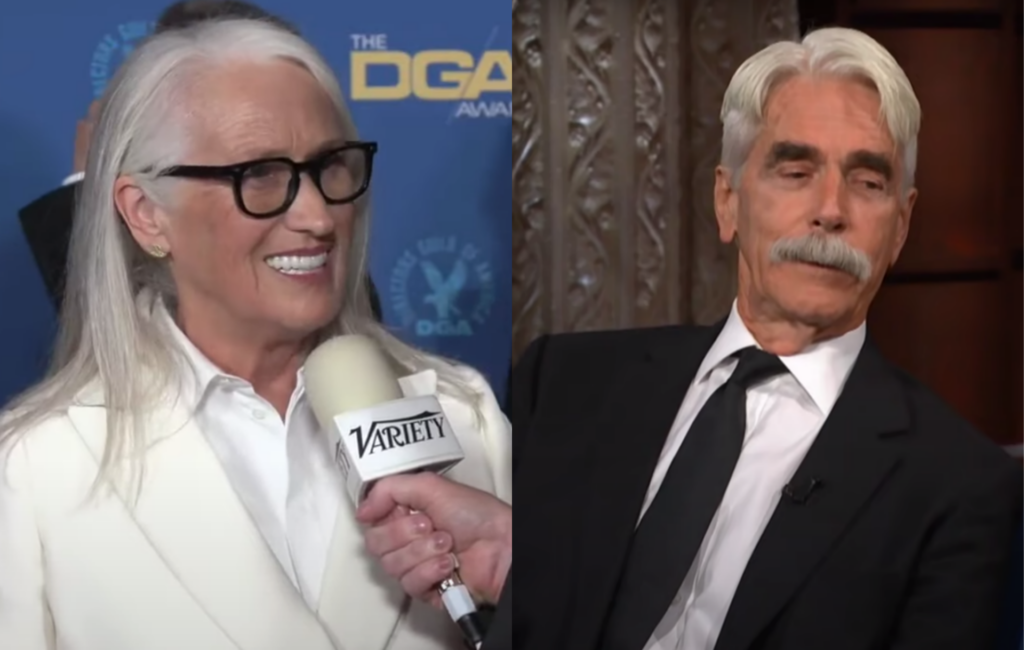 Jane Campion is interviewed by Variety alongside a still of Sam Elliot on a talkshow