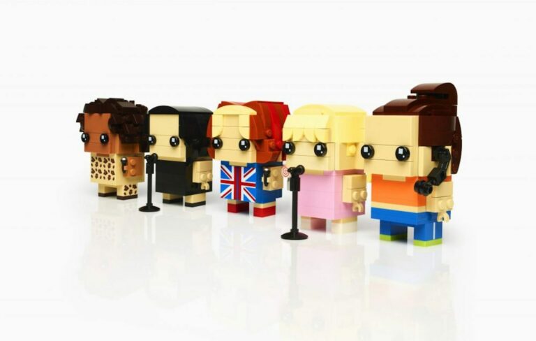 The Spice Girls line up in their iconic outfits as LEGO figurines