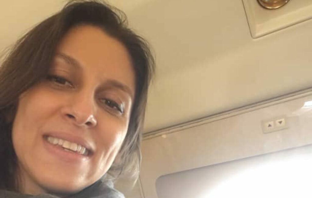 Nazanin Zaghari-Ratcliffe on a plane from Iran to the UK, March 2022