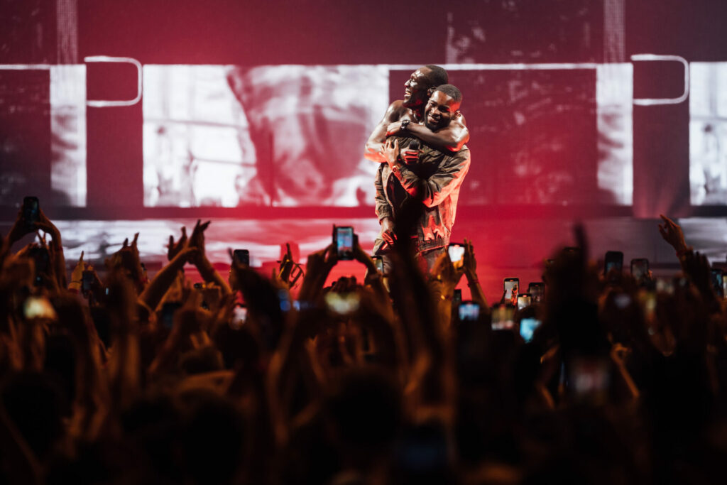 Stormzy embraces Dave at his London show