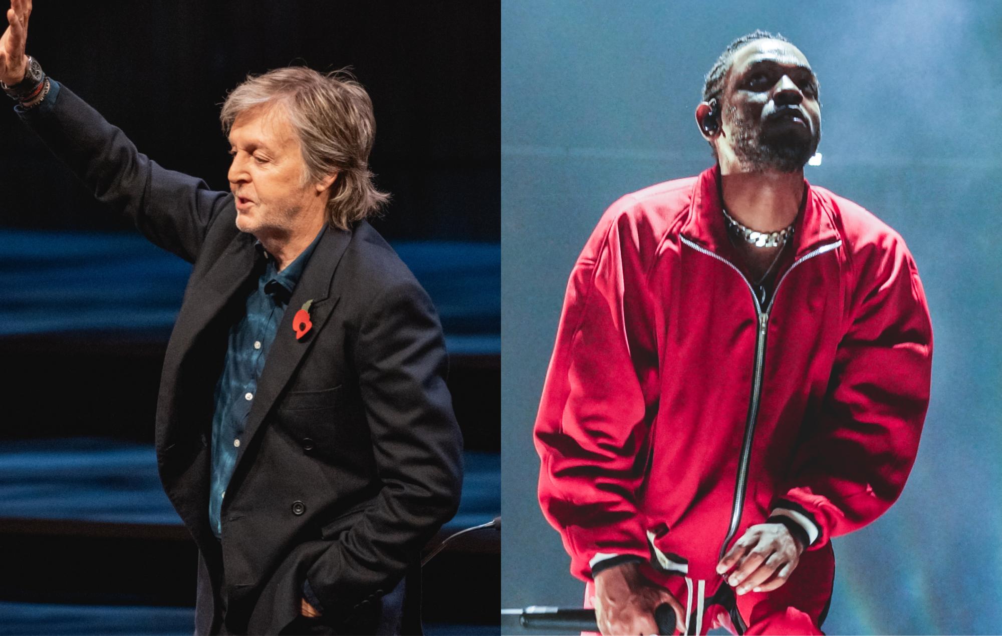 Paul McCartney and Kendrick Lamar are pictured in a composite image