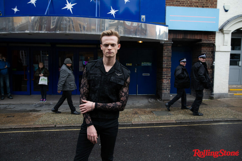 Number’s Up: Anson Boon outside a bingo hall in Camden (Picture: Jesse DeFlorio)