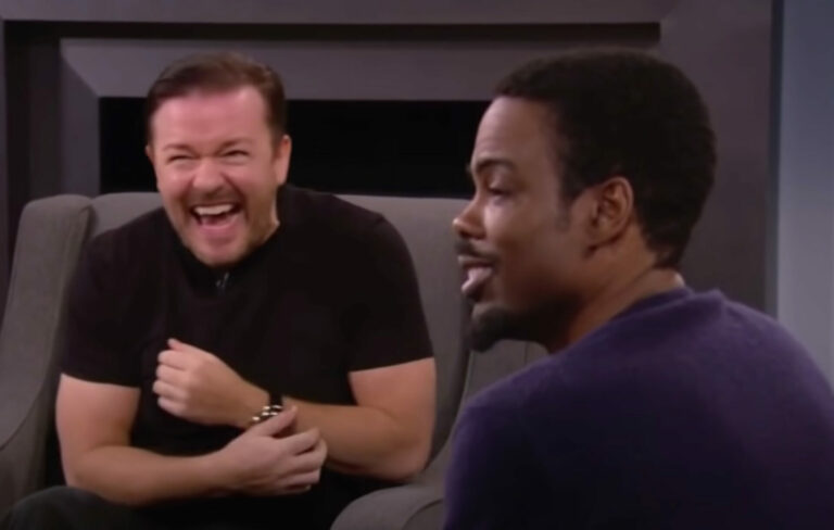 Ricky Gervais and Chris Rock in a screengrab from HBO's 'Talking Funny'