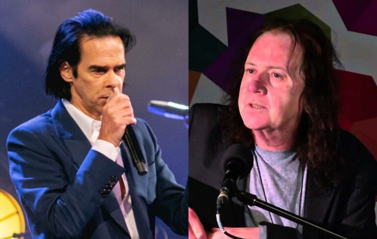 A composite image of Nick Cave and The Saints' Chris Bailey
