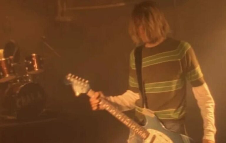 Kurt Cobain and his Fender Mustang in Nirvana's 'Smells Like Teen Spirit' video