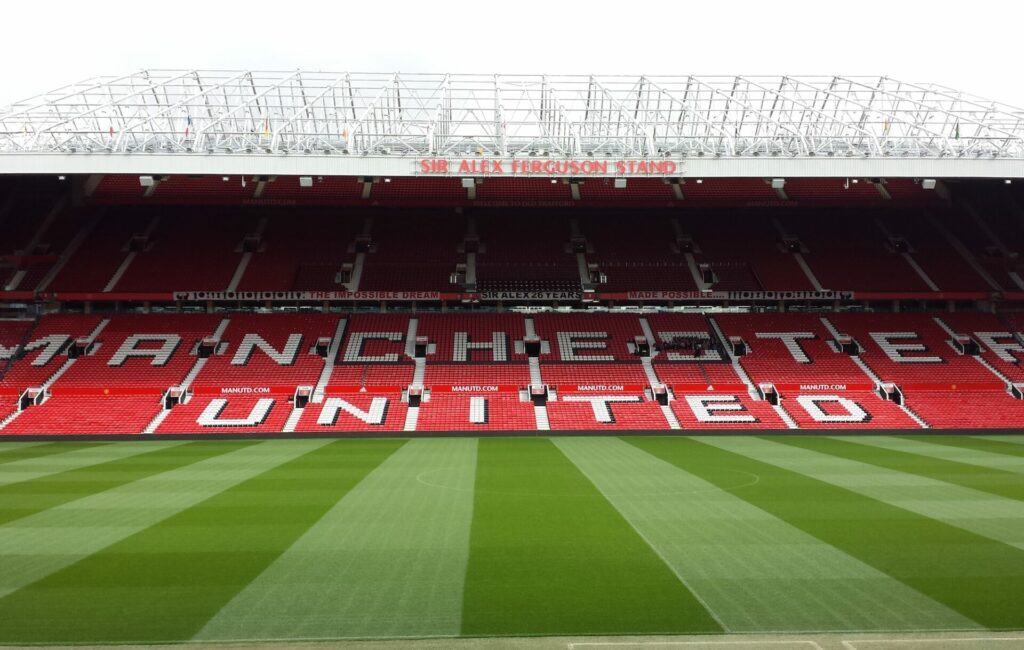 A view of the empty Sir Alex Ferguson stand at Manchester United's Old Trafford