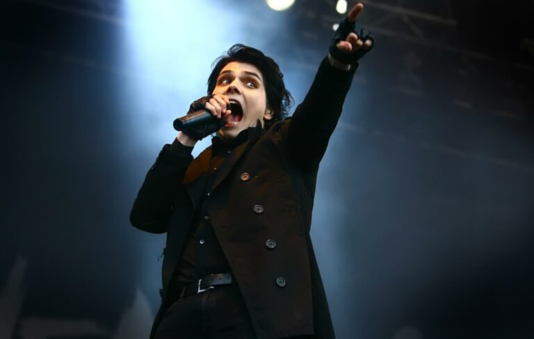 Gerard Way of My Chemical Romance seen performing live in 2008