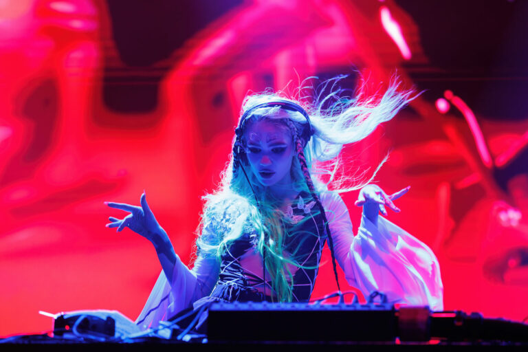 Grimes photographed performing a DJ set on the Tous stage for Primavera Sound 2022