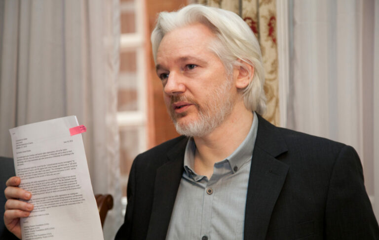 Julian Assange at the Ecuadorian embassy in London, 2014