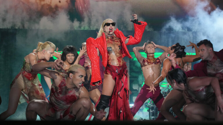 Lady Gaga performs on stage during The Chromatica Ball Summer Stadium Tour at Friends Arena on July 21, 2022 in Stockholm, Sweden