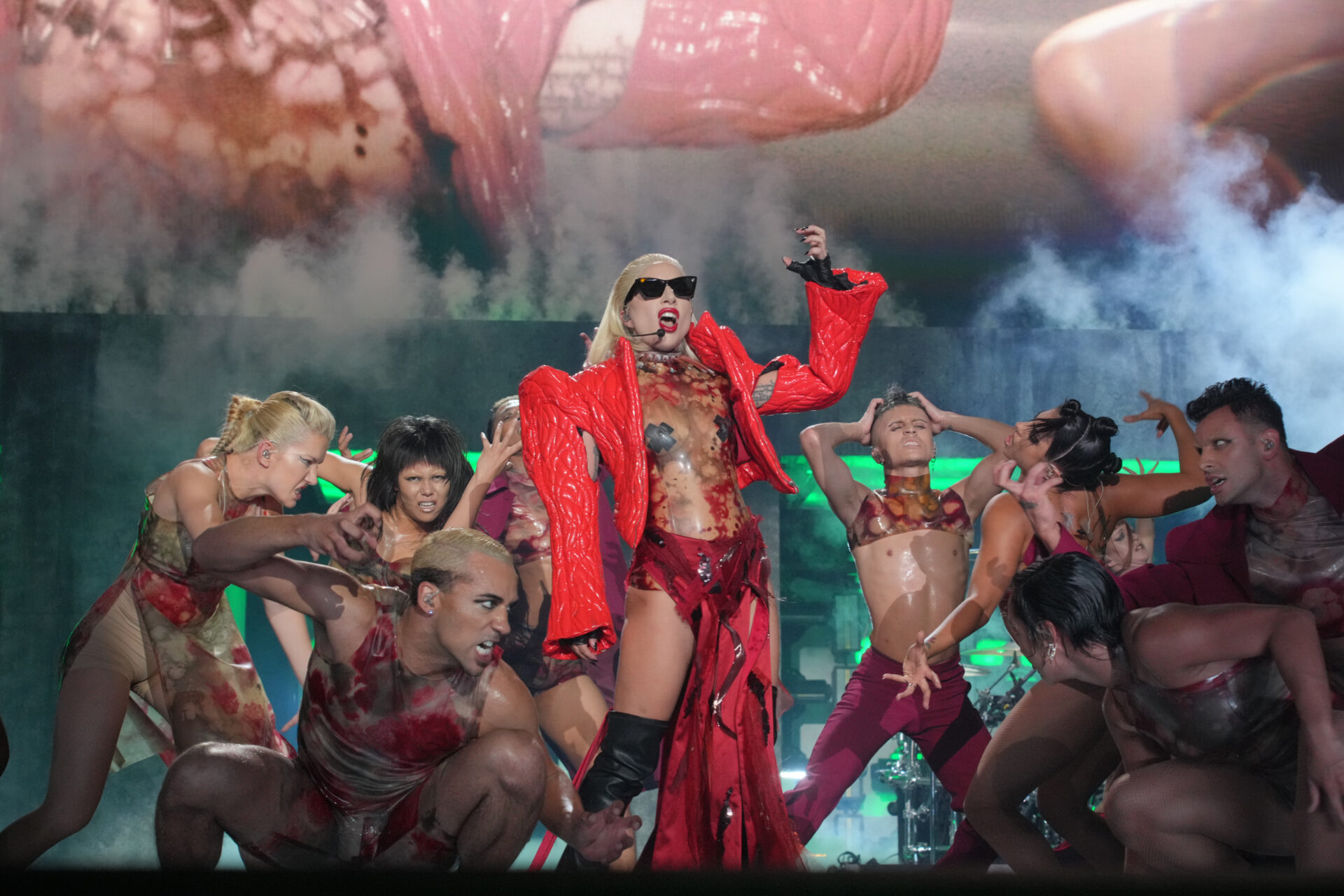 Lady Gaga performs on stage during The Chromatica Ball Summer Stadium Tour at Friends Arena on July 21, 2022 in Stockholm, Sweden