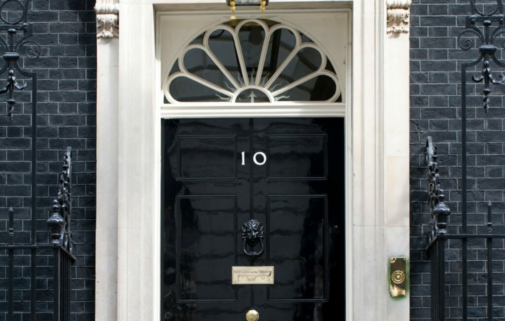 Black door of 10 Downing Street