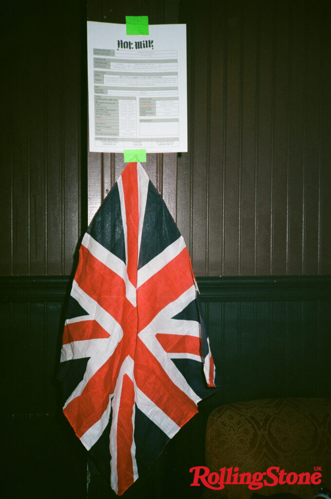 A Union Jack flag attached to Hot Milk's call sheet