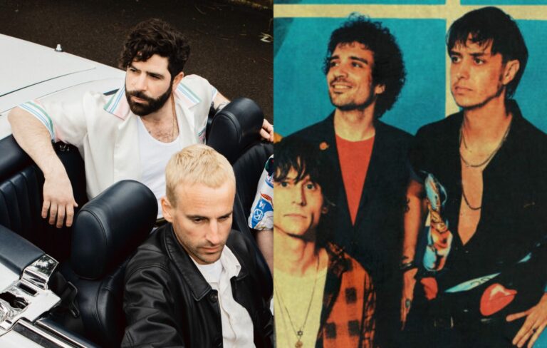 composite press shots of Foals and The Strokes