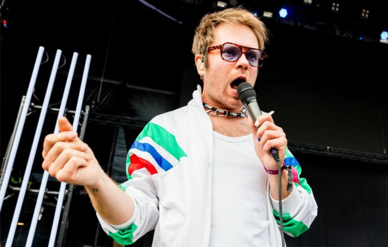 Enter Shikari's Rou Reynolds performs during Download Germany 2022.