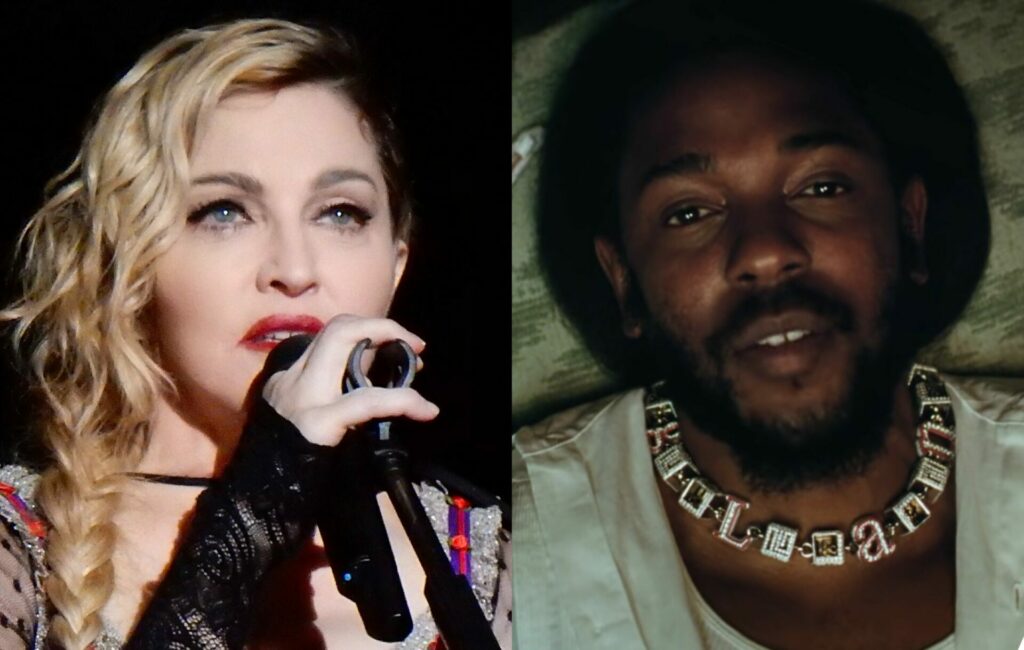 Madonna and Kendrick Lamar are seen in a composite image