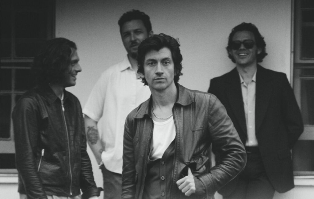 black and white Arctic Monkeys press photo