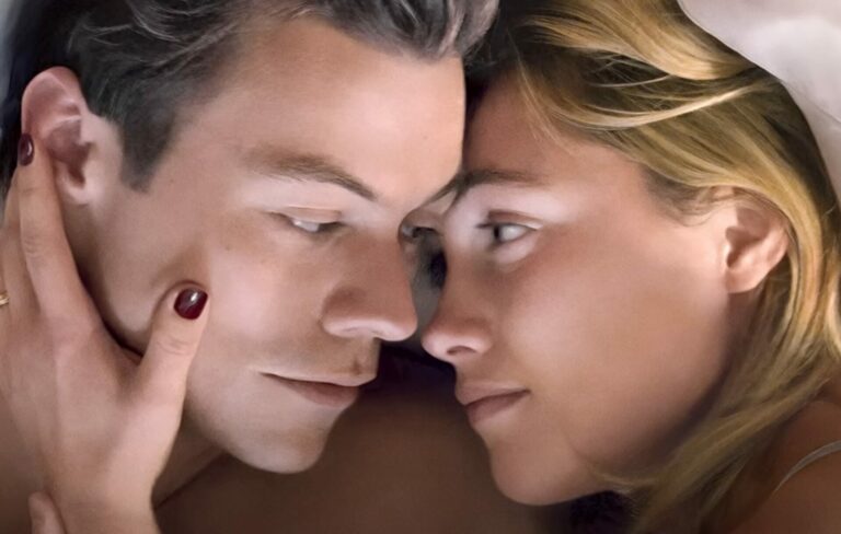 Florence Pugh holds Harry Styles' face in 'Don't Worry Darling'